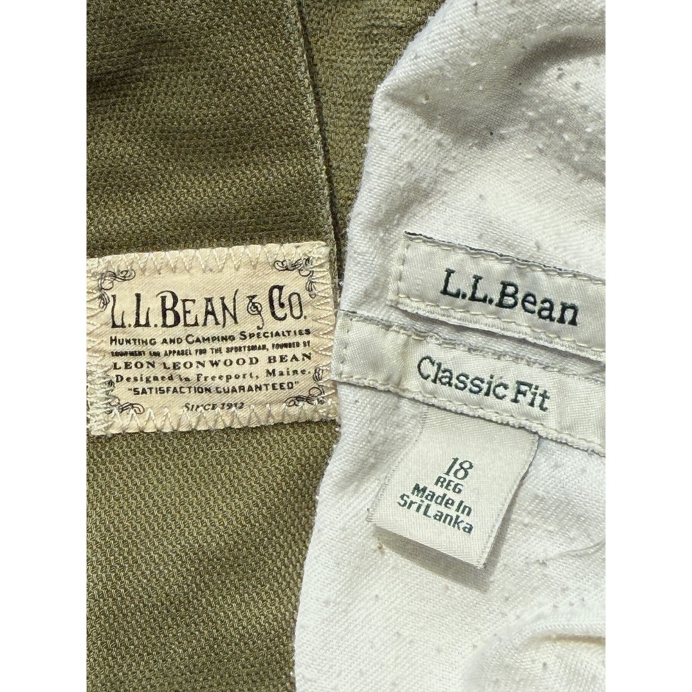A3 L.L.Bean Classic Fit Olive Green‎ Cotton Blend Cargo Casual Pants - Picture 3 of 5